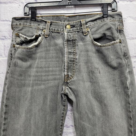 Levis Gray Button Fly Jeans Mens 33x30 Mexico Distressed VTG Skater Classic - Picture 10 of 10